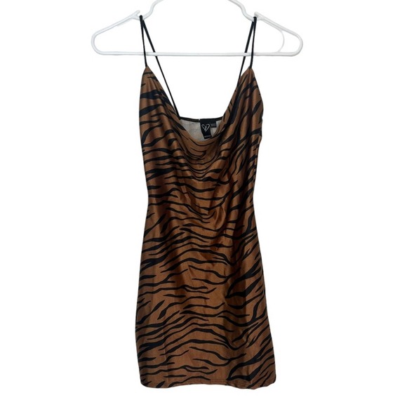 NWT Windsor Animal Kingdom Zebra Satin Cowl Neck Dress - Size XS - Picture 2 of 7